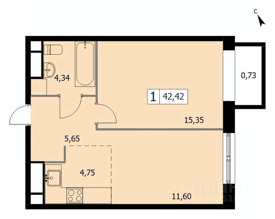 Apartment Sale, 41.8 sq. m. at SELF (Self), 3rd Grazhdanskaya Street, 35, Moscow, Russia #1 Apartment Sale, 41.8 sq. m. at SELF (Self), 3rd Grazhdanskaya Street, 35, Moscow, Russia #1