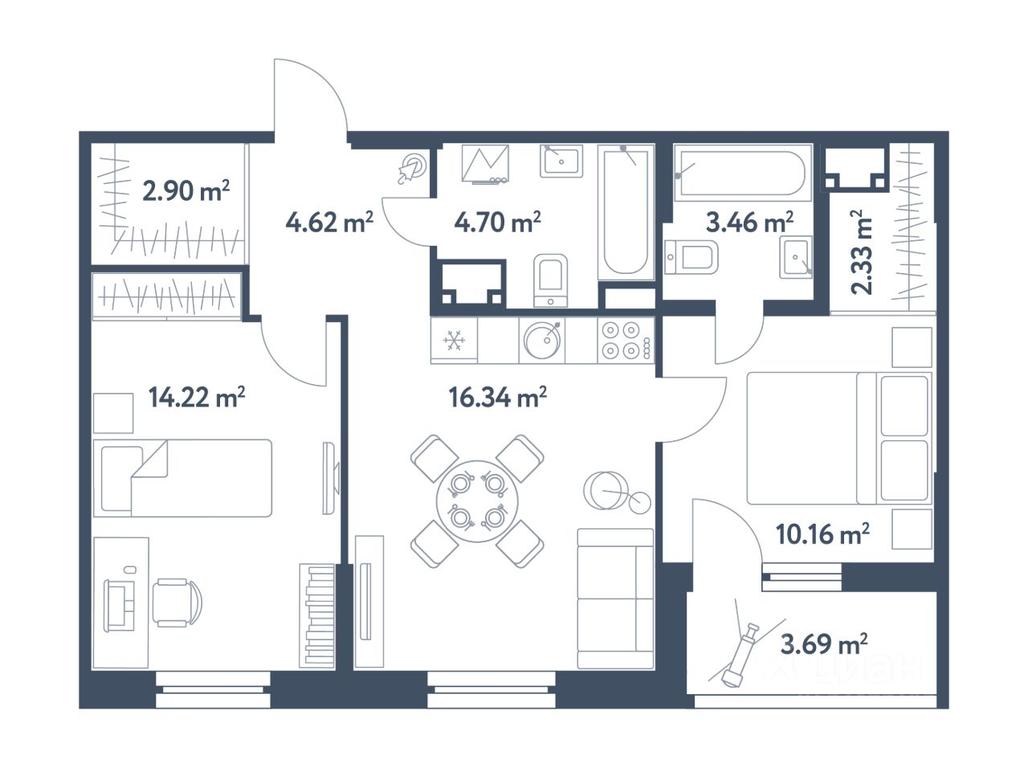 2-BD Apartment Sale, 60.58平方米 at Svetly mir Stantsiya L, Lyublinskaya Street, Moscow, Russia #1 2-BD Apartment Sale, 60.58平方米 at Svetly mir Stantsiya L, Lyublinskaya Street, Moscow, Russia #1