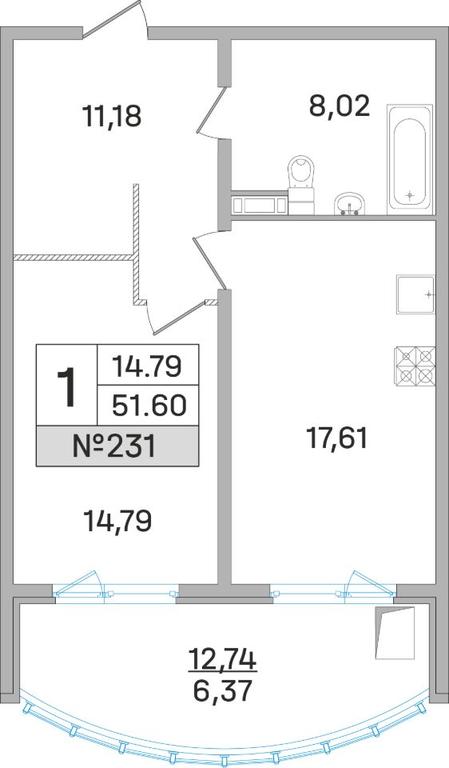 Apartment Sale, 51.5 sq. m. at Dom-Megalit v Korolyove, Kalinina Street, 11, Korolyov, Moscow Region, Russia #1 Apartment Sale, 51.5 sq. m. at Dom-Megalit v Korolyove, Kalinina Street, 11, Korolyov, Moscow Region, Russia #1