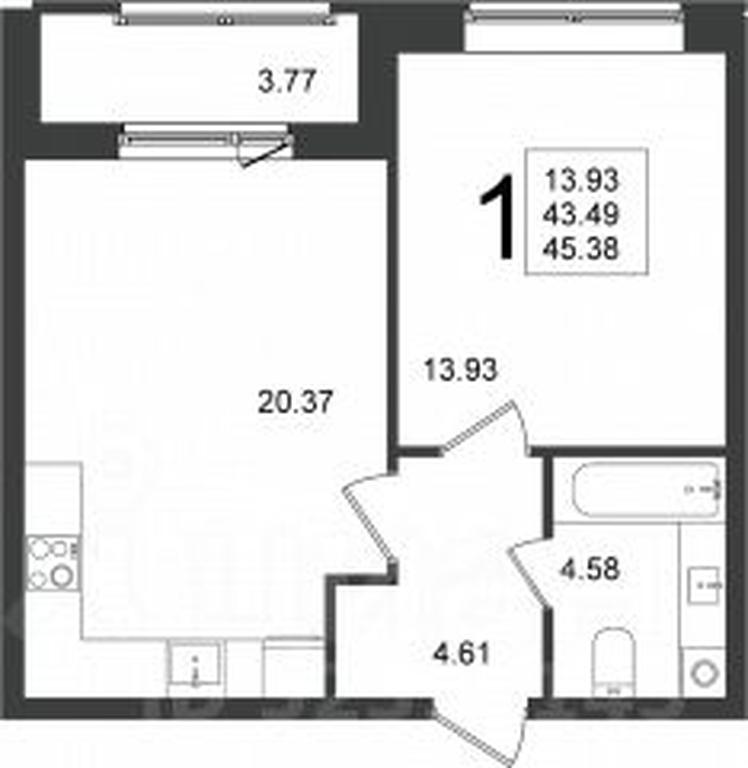 Apartment Sale, 45.38 sq. m. at Mishino-2, Ozyornaya Street, Khimki, Moscow Region, Russia #1