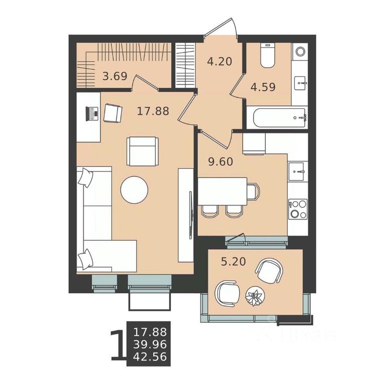 Apartment Sale, 42.56 sq. m. at Mishino-2, Ozyornaya Street, Khimki, Moscow Region, Russia #2