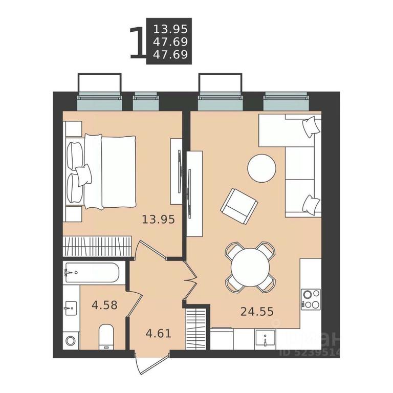 Apartment Sale, 47.69 sq. m. at Mishino-2, Ozyornaya Street, Khimki, Moscow Region, Russia #2