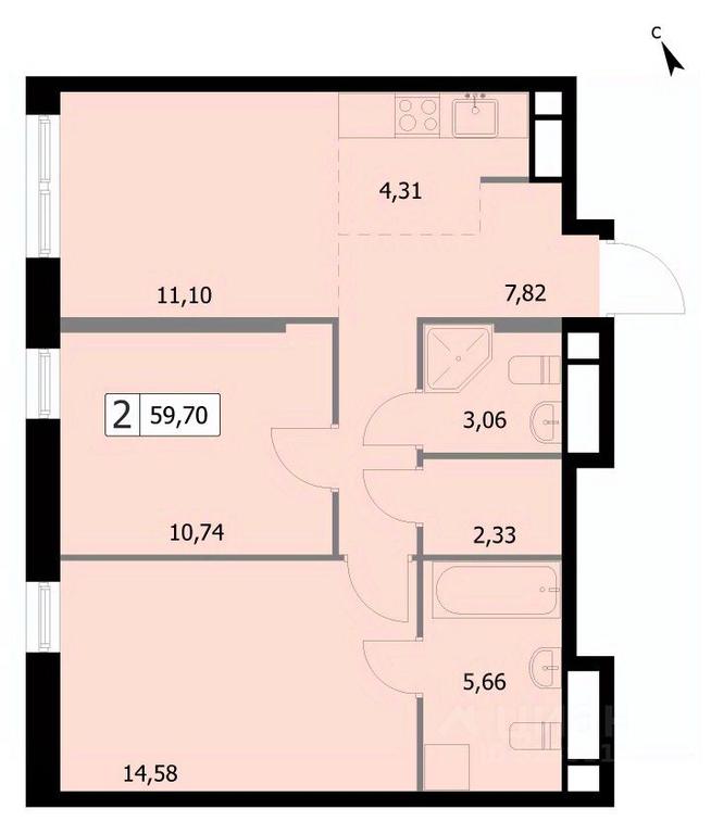 1-BD Apartment Sale, 59.7 sq. m. at SELF (Self), 3rd Grazhdanskaya Street, 35, Moscow, Russia #1 1-BD Apartment Sale, 59.7 sq. m. at SELF (Self), 3rd Grazhdanskaya Street, 35, Moscow, Russia #1