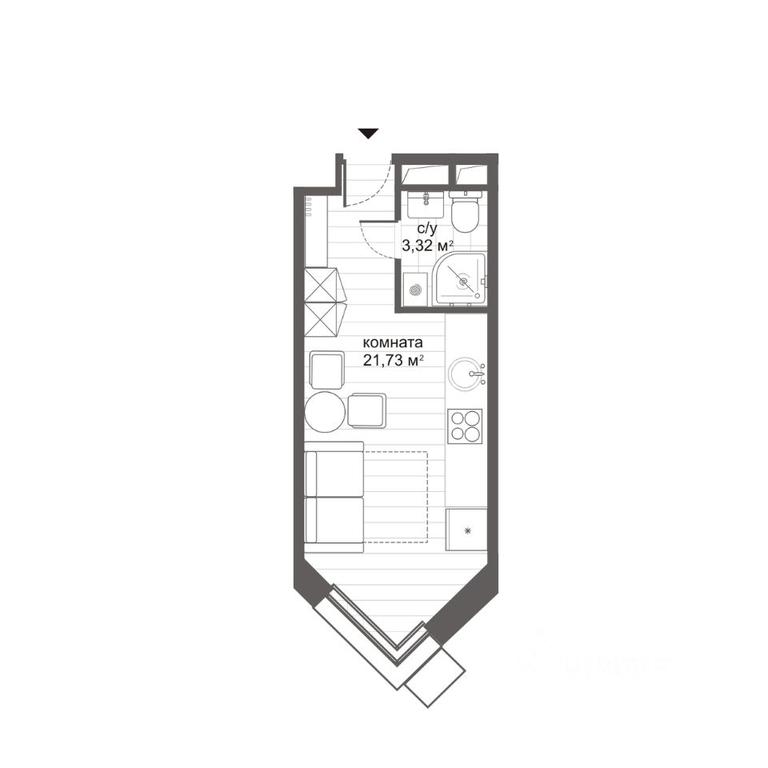Apartment Sale, 25.05平方米 at MFK CITIMIX Novokosino, Nikolaya Starostina Street, вл14, Moscow, Russia #2