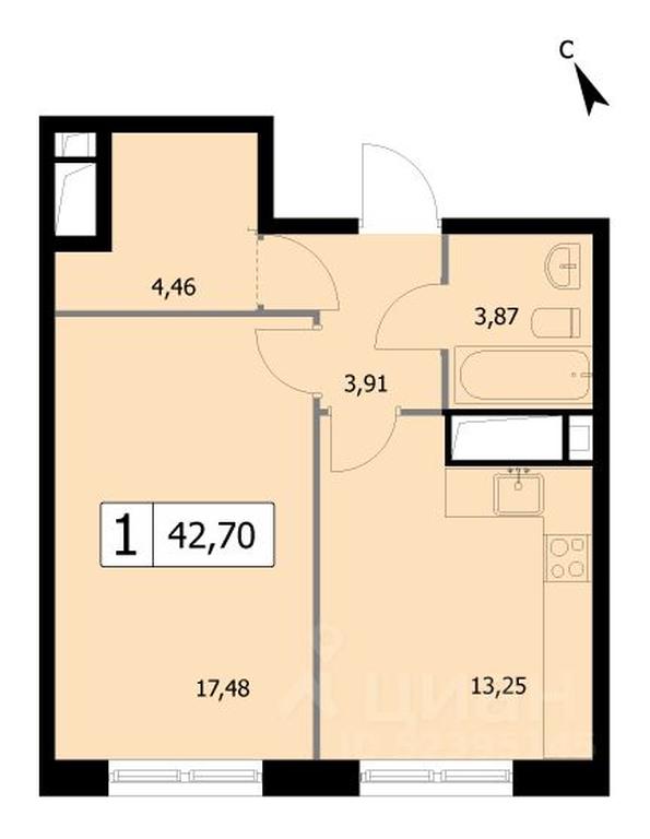 Apartment Sale, 42.7 sq. m. at SELF (Self), 3rd Grazhdanskaya Street, 35, Moscow, Russia #1 Apartment Sale, 42.7 sq. m. at SELF (Self), 3rd Grazhdanskaya Street, 35, Moscow, Russia #1