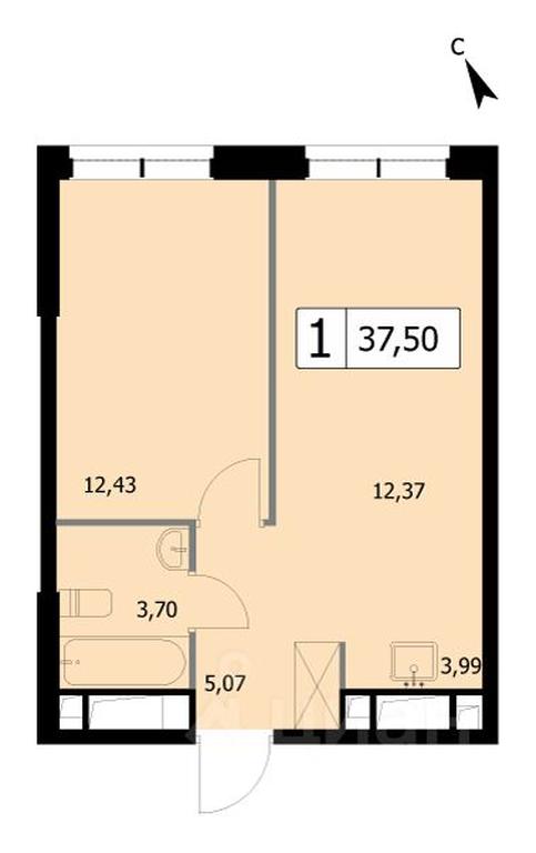 Apartment Sale, 37.5 sq. m. at SELF (Self), 3rd Grazhdanskaya Street, 35, Moscow, Russia #1