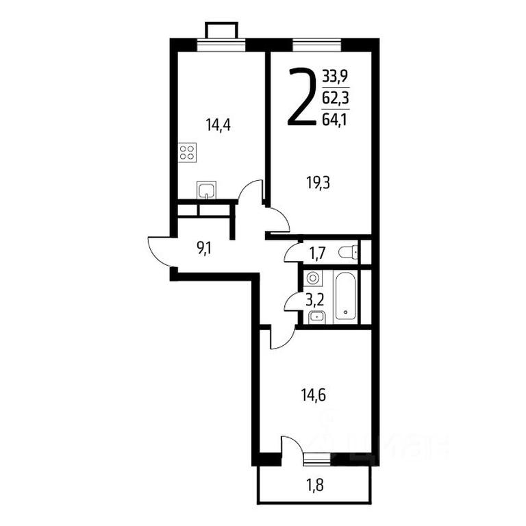 1-BD Apartment Sale, 64.1 sq. m. at Novye Vatutinki, mkr Zarechny, Bukovaya alleya, Desyonovskoye Settlement, Moscow, Russia #1 1-BD Apartment Sale, 64.1 sq. m. at Novye Vatutinki, mkr Zarechny, Bukovaya alleya, Desyonovskoye Settlement, Moscow, Russia #1
