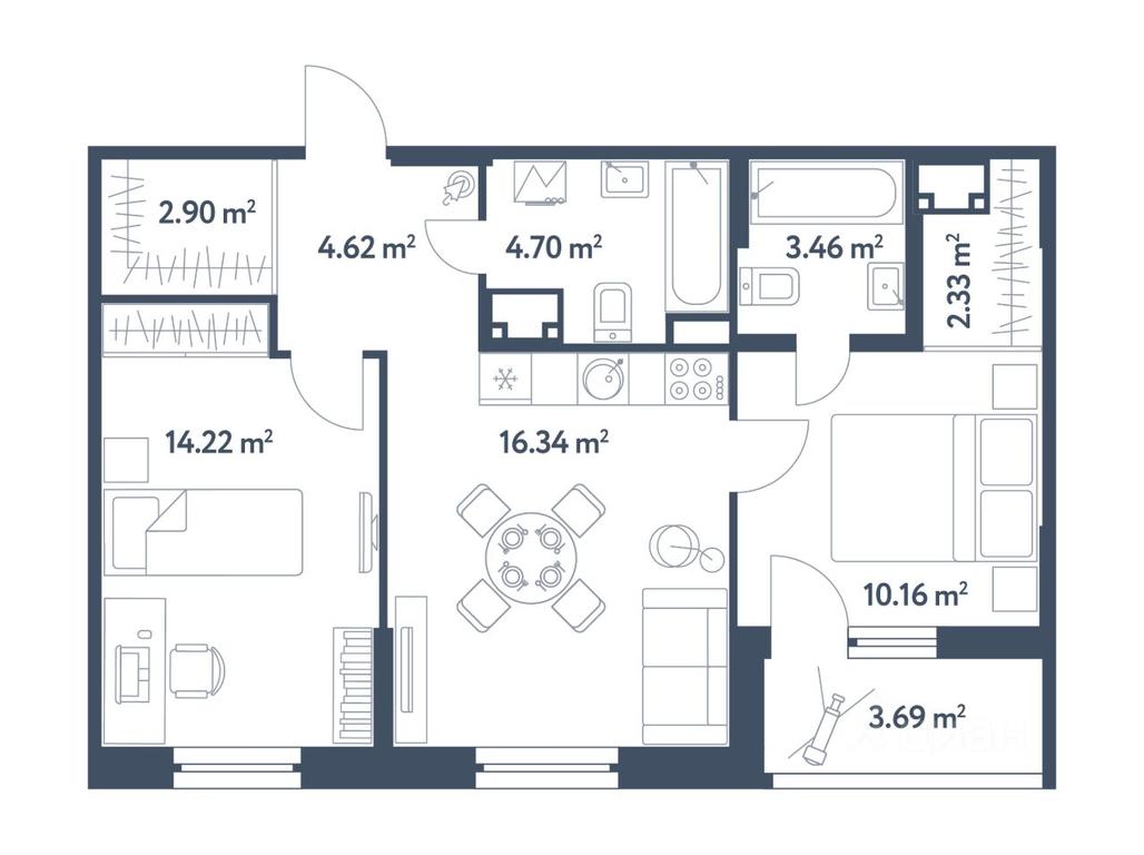 Продажа 2-комн. квартиры, 60,58 м² в ЖК «Светлый мир Станция Л», Люблинская улица, Москва, Россия #1