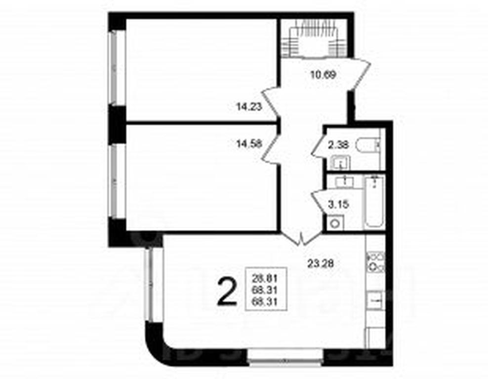 1-BD Apartment Sale, 68.31平方米 at Mishino-2, Ozyornaya Street, Khimki, Moscow Region, Russia #1 1-BD Apartment Sale, 68.31平方米 at Mishino-2, Ozyornaya Street, Khimki, Moscow Region, Russia #1