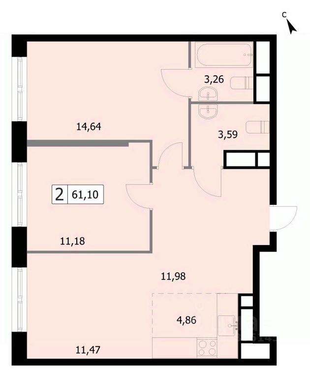 1-BD Apartment Sale, 60.9 sq. m. at SELF (Self), 3rd Grazhdanskaya Street, 35, Moscow, Russia #1 1-BD Apartment Sale, 60.9 sq. m. at SELF (Self), 3rd Grazhdanskaya Street, 35, Moscow, Russia #1