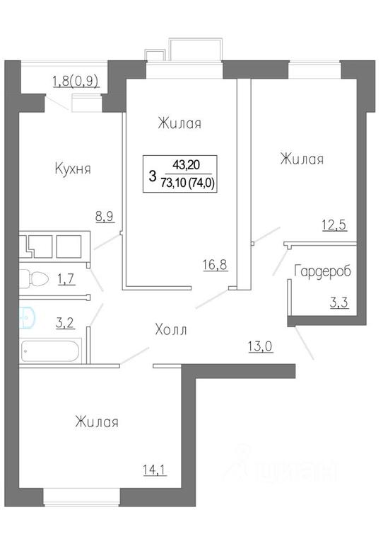 1-BD Apartment Sale, 51.3 sq. m. at Novoe Zamitino, Sadovaya ulitsa, derevnya Saburovo, Krasnogorsk Urban District, Moscow Region, Russia #1