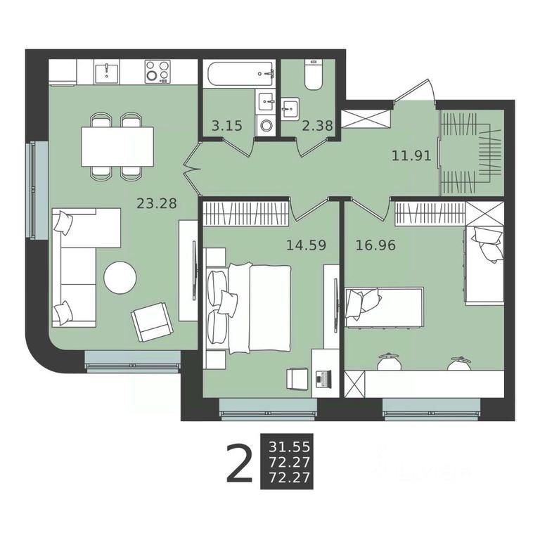 1-BD Apartment Sale, 72.27平方米 at Mishino-2, Ozyornaya Street, Khimki, Moscow Region, Russia #2 1-BD Apartment Sale, 72.27平方米 at Mishino-2, Ozyornaya Street, Khimki, Moscow Region, Russia #2