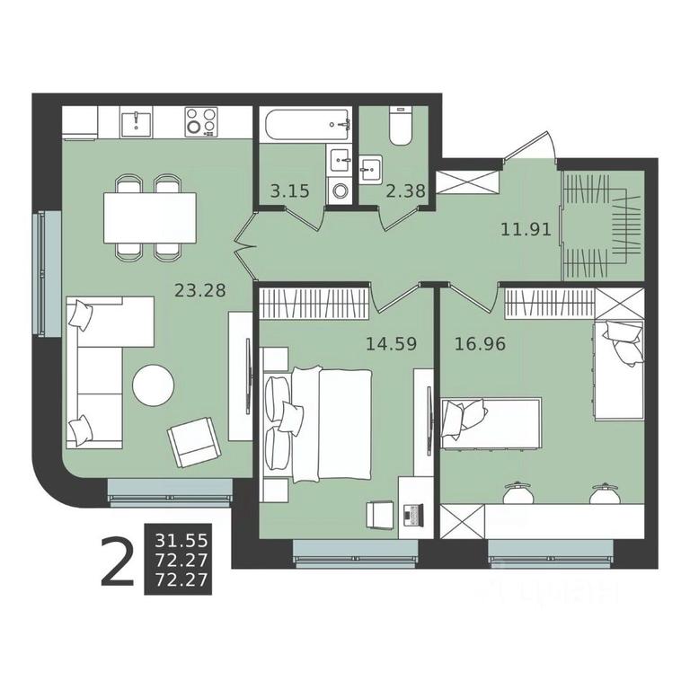 1-BD Apartment Sale, 72.27平方米 at Mishino-2, Ozyornaya Street, Khimki, Moscow Region, Russia #2 1-BD Apartment Sale, 72.27平方米 at Mishino-2, Ozyornaya Street, Khimki, Moscow Region, Russia #2