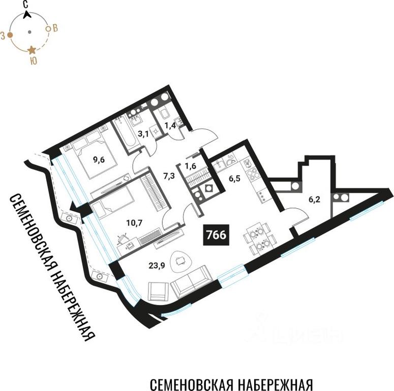 Продажа 2-комн. квартиры, 70,3 м² в ЖК «Интеллигент», Семёновская набережная, Москва, Россия #1 Продажа 2-комн. квартиры, 70,3 м² в ЖК «Интеллигент», Семёновская набережная, Москва, Россия #1