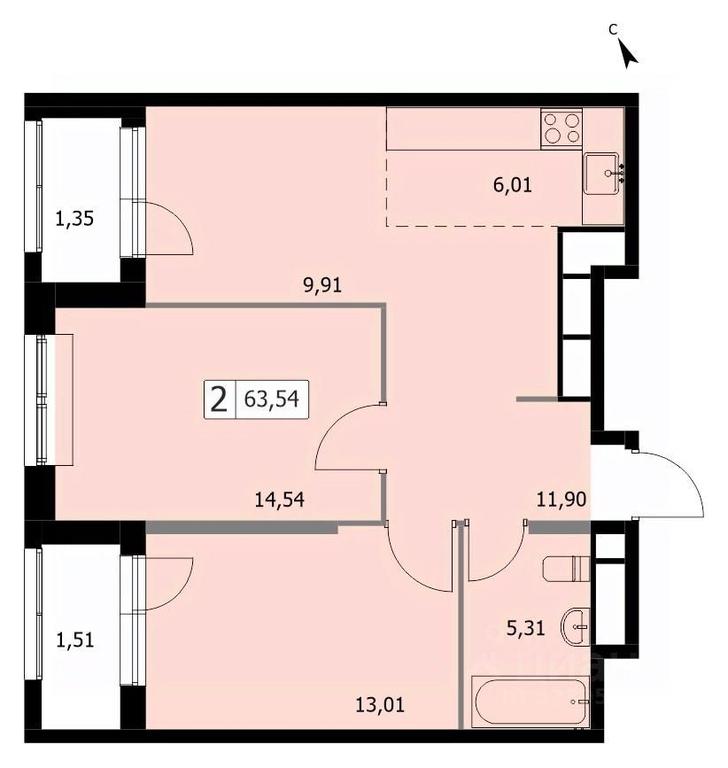 1-BD Apartment Sale, 61 sq. m. at SELF (Self), 3rd Grazhdanskaya Street, 35, Moscow, Russia #1 1-BD Apartment Sale, 61 sq. m. at SELF (Self), 3rd Grazhdanskaya Street, 35, Moscow, Russia #1