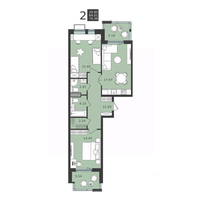 1-BD Apartment Sale, 74.38平方米 at Mishino-2, Ozyornaya Street, Khimki, Moscow Region, Russia #2 1-BD Apartment Sale, 74.38平方米 at Mishino-2, Ozyornaya Street, Khimki, Moscow Region, Russia #2