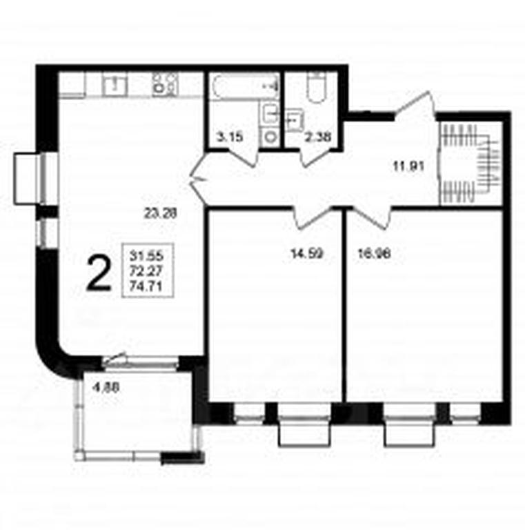 1-BD Apartment Sale, 74.9平方米 at Mishino-2, Ozyornaya Street, Khimki, Moscow Region, Russia #1 1-BD Apartment Sale, 74.9平方米 at Mishino-2, Ozyornaya Street, Khimki, Moscow Region, Russia #1