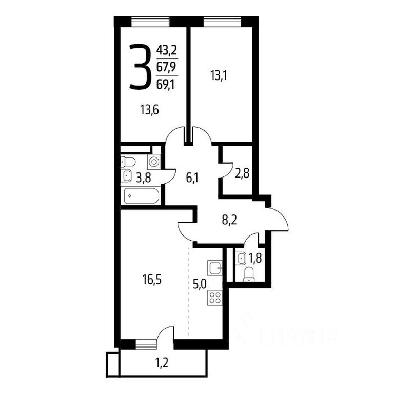 2-BD Apartment Sale, 69.1平方米 at Novye Vatutinki, mkr Zarechny, Bukovaya alleya, Desyonovskoye Settlement, Moscow, Russia #1 2-BD Apartment Sale, 69.1平方米 at Novye Vatutinki, mkr Zarechny, Bukovaya alleya, Desyonovskoye Settlement, Moscow, Russia #1