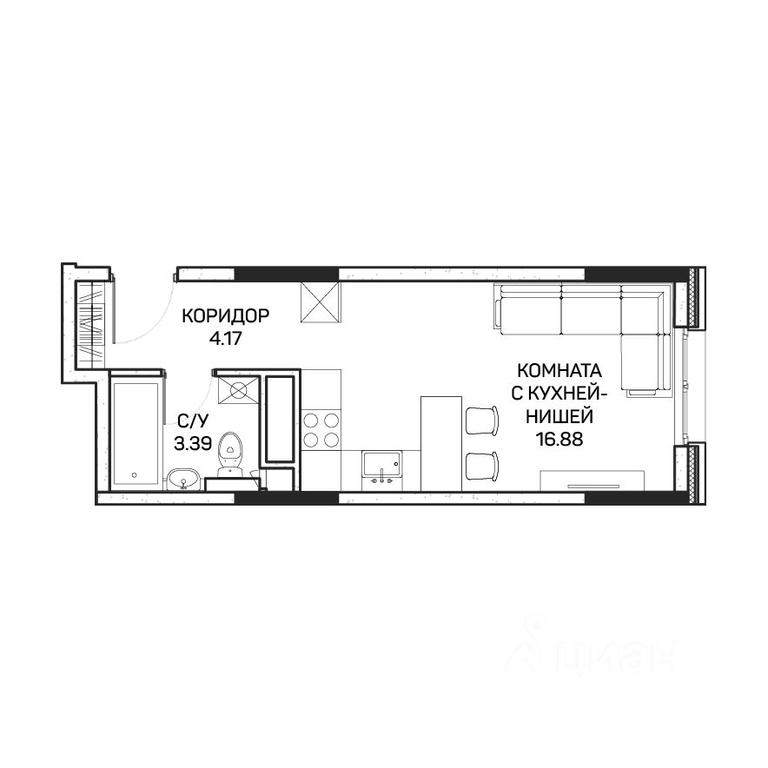 Apartment Sale, 24.5 sq. m. at Clementine (Klementin), Korneychuka Street, 27, Moscow, Russia #1