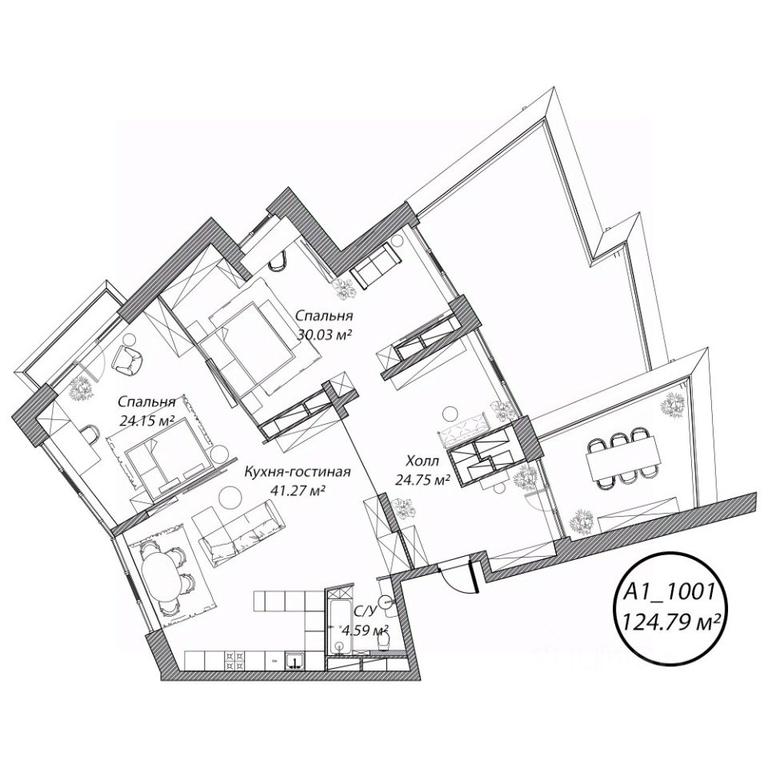 2-BD Apartment Sale, 124.9 sq. m. at Klubny dom Rublevo, 5th Myakininskaya Street, 20, Moscow, Russia #1