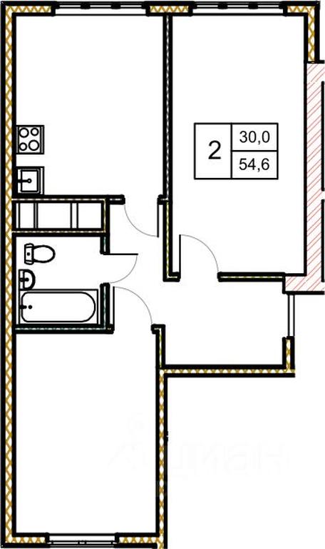 1-BD Apartment Sale, 54.9 sq. m. at Novoe Zamitino, Sadovaya ulitsa, derevnya Saburovo, Krasnogorsk Urban District, Moscow Region, Russia #2
