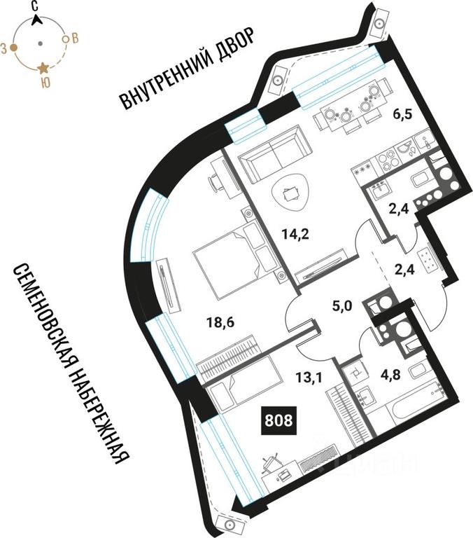 2-BD Apartment Sale, 67平方米 at Intelligent, Semyonovskaya Embankment, Moscow, Russia #1 2-BD Apartment Sale, 67平方米 at Intelligent, Semyonovskaya Embankment, Moscow, Russia #1