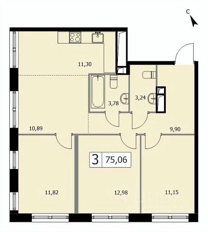 2-BD Apartment Sale, 74.5 sq. m. at SELF (Self), 3rd Grazhdanskaya Street, 35, Moscow, Russia #1 2-BD Apartment Sale, 74.5 sq. m. at SELF (Self), 3rd Grazhdanskaya Street, 35, Moscow, Russia #1