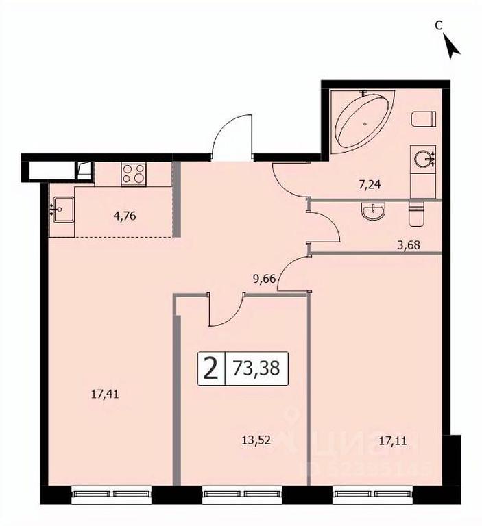 1-BD Apartment Sale, 73.4 sq. m. at SELF (Self), 3rd Grazhdanskaya Street, 35, Moscow, Russia #1 1-BD Apartment Sale, 73.4 sq. m. at SELF (Self), 3rd Grazhdanskaya Street, 35, Moscow, Russia #1