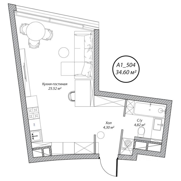 Apartment Sale, 34.6 sq. m. at Klubny dom Rublevo, 5th Myakininskaya Street, 20, Moscow, Russia #1