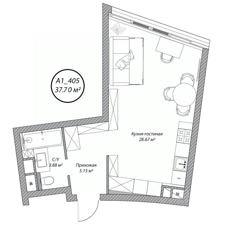Apartment Sale, 37.7 sq. m. at Klubny dom Rublevo, 5th Myakininskaya Street, 20, Moscow, Russia #1