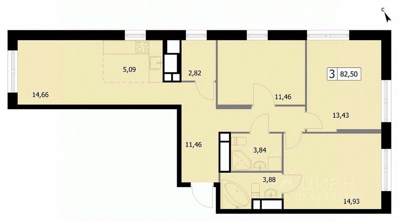 2-BD Apartment Sale, 82.5 sq. m. at SELF (Self), 3rd Grazhdanskaya Street, 35, Moscow, Russia #1 2-BD Apartment Sale, 82.5 sq. m. at SELF (Self), 3rd Grazhdanskaya Street, 35, Moscow, Russia #1