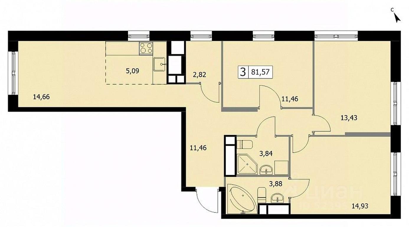 2-BD Apartment Sale, 81.8 sq. m. at SELF (Self), 3rd Grazhdanskaya Street, 35, Moscow, Russia #1 2-BD Apartment Sale, 81.8 sq. m. at SELF (Self), 3rd Grazhdanskaya Street, 35, Moscow, Russia #1