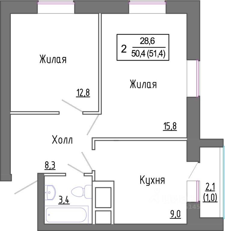 1-BD Apartment Sale, 51.4平方米 at Novoe Zamitino, Sadovaya ulitsa, derevnya Saburovo, Krasnogorsk Urban District, Moscow Region, Russia #1