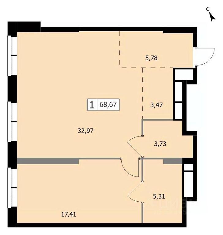 Apartment Sale, 68 sq. m. at SELF (Self), 3rd Grazhdanskaya Street, 35, Moscow, Russia #1 Apartment Sale, 68 sq. m. at SELF (Self), 3rd Grazhdanskaya Street, 35, Moscow, Russia #1