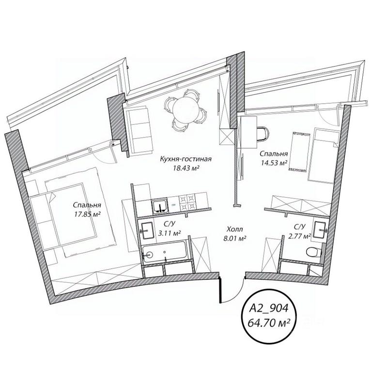 2-BD Apartment Sale, 64.7平方米 at Klubny dom Rublevo, 5th Myakininskaya Street, 20, Moscow, Russia #1 2-BD Apartment Sale, 64.7平方米 at Klubny dom Rublevo, 5th Myakininskaya Street, 20, Moscow, Russia #1