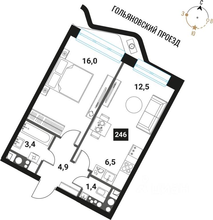 1-BD Apartment Sale, 44.7平方米 at Intelligent, Semyonovskaya Embankment, Moscow, Russia #1 1-BD Apartment Sale, 44.7平方米 at Intelligent, Semyonovskaya Embankment, Moscow, Russia #1