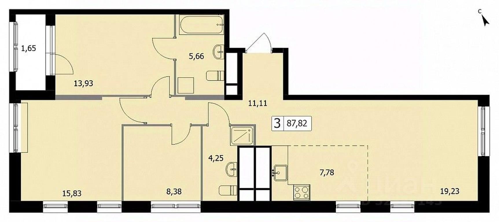 2-BD Apartment Sale, 86.3 sq. m. at SELF (Self), 3rd Grazhdanskaya Street, 35, Moscow, Russia #1 2-BD Apartment Sale, 86.3 sq. m. at SELF (Self), 3rd Grazhdanskaya Street, 35, Moscow, Russia #1