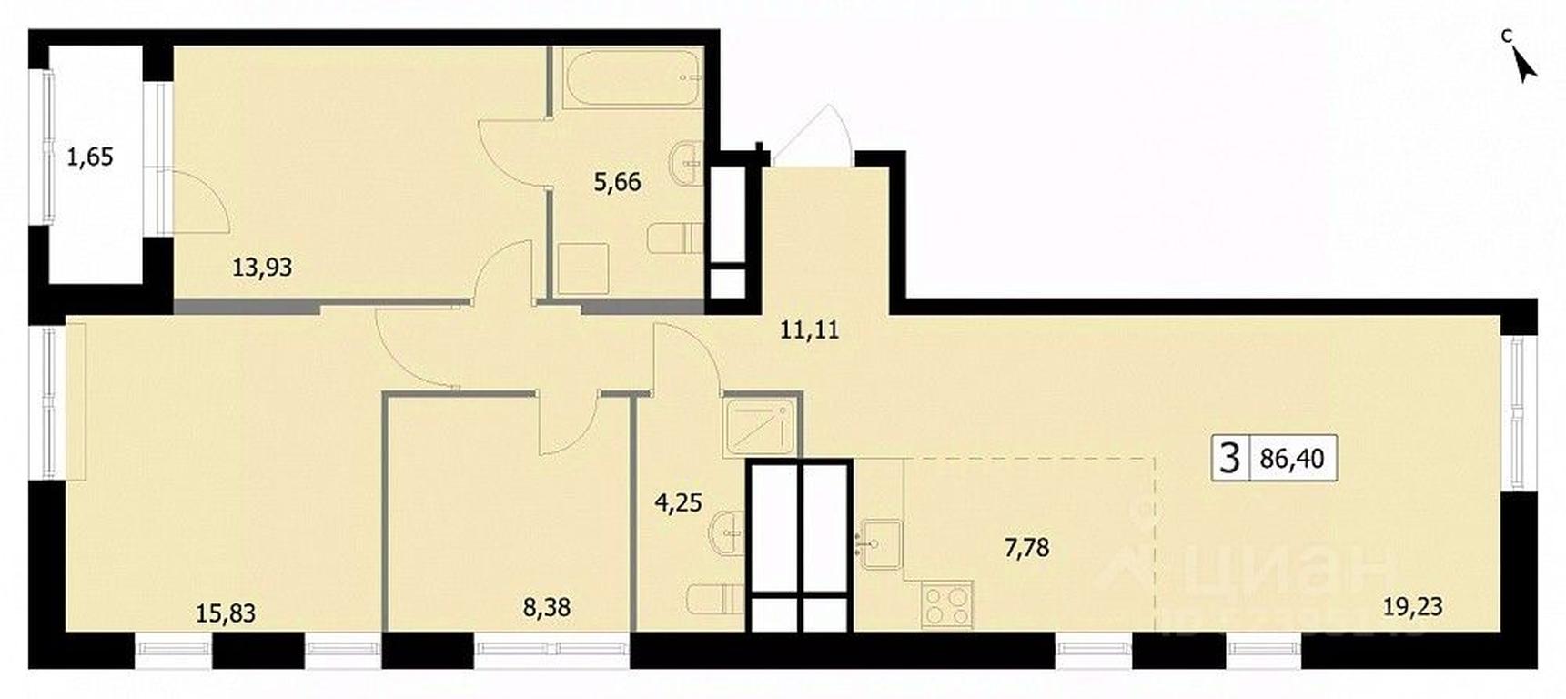 2-BD Apartment Sale, 86.6 sq. m. at SELF (Self), 3rd Grazhdanskaya Street, 35, Moscow, Russia #1 2-BD Apartment Sale, 86.6 sq. m. at SELF (Self), 3rd Grazhdanskaya Street, 35, Moscow, Russia #1