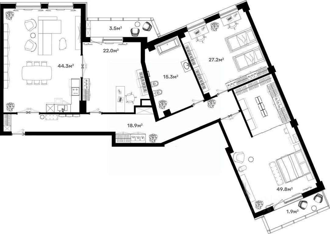 3-BD Apartment Sale, 182.9平方米 at River House (River Khaus), Sovetskaya ulitsa, 60, Schyolkovo, Moscow Region, Russia #1