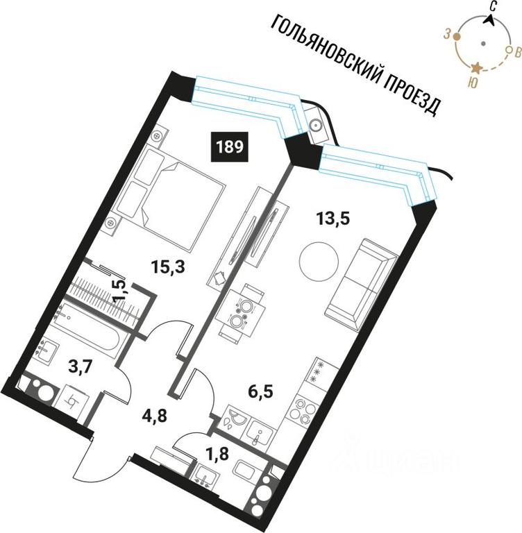 Продажа 1-комн. квартиры, 47,1 м² в ЖК «Интеллигент», Семёновская набережная, Москва, Россия #1 Продажа 1-комн. квартиры, 47,1 м² в ЖК «Интеллигент», Семёновская набережная, Москва, Россия #1
