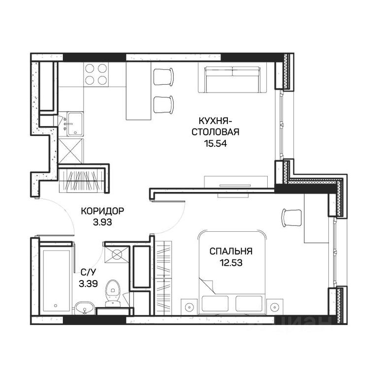 Apartment Sale, 35.5 sq. m. at Clementine (Klementin), Korneychuka Street, 27, Moscow, Russia #1