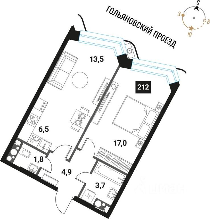 1-BD Apartment Sale, 47.4 sq. m. at Intelligent, Semyonovskaya Embankment, Moscow, Russia #1 1-BD Apartment Sale, 47.4 sq. m. at Intelligent, Semyonovskaya Embankment, Moscow, Russia #1