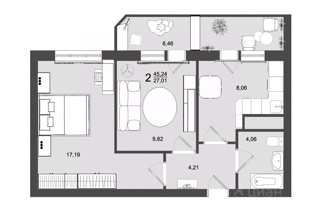 1-BD Apartment Sale, 45.24 sq. m. at Maydanovo Park, Klin, Moscow Region, Russia #1