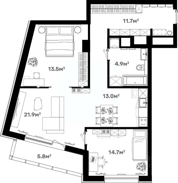 2-BD Apartment Sale, 85.4平方米 at River House (River Khaus), Sovetskaya ulitsa, 60, Schyolkovo, Moscow Region, Russia #1 2-BD Apartment Sale, 85.4平方米 at River House (River Khaus), Sovetskaya ulitsa, 60, Schyolkovo, Moscow Region, Russia #1