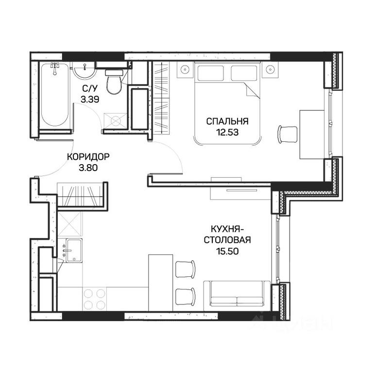 Apartment Sale, 35.4 sq. m. at Clementine (Klementin), Korneychuka Street, 27, Moscow, Russia #1