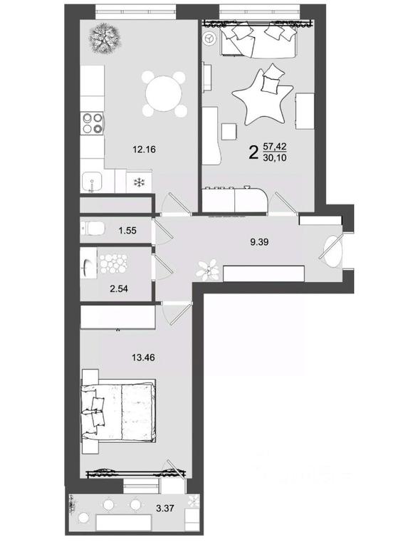 1-BD Apartment Sale, 57.42平方米 at Maydanovo Park, Klin, Moscow Region, Russia #1 1-BD Apartment Sale, 57.42平方米 at Maydanovo Park, Klin, Moscow Region, Russia #1