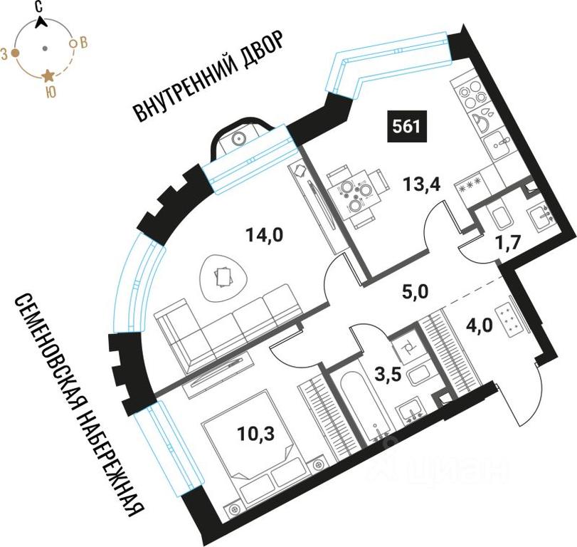 1-BD Apartment Sale, 51.9平方米 at Intelligent, Semyonovskaya Embankment, Moscow, Russia #1 1-BD Apartment Sale, 51.9平方米 at Intelligent, Semyonovskaya Embankment, Moscow, Russia #1