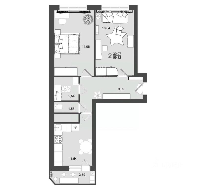 1-BD Apartment Sale, 59.12 sq. m. at Maydanovo Park, Klin, Moscow Region, Russia #1
