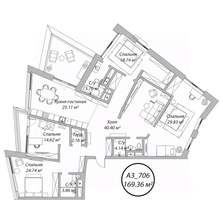 4-BD Apartment Sale, 169.3 sq. m. at Klubny dom Rublevo, 5th Myakininskaya Street, 20, Moscow, Russia #1 4-BD Apartment Sale, 169.3 sq. m. at Klubny dom Rublevo, 5th Myakininskaya Street, 20, Moscow, Russia #1