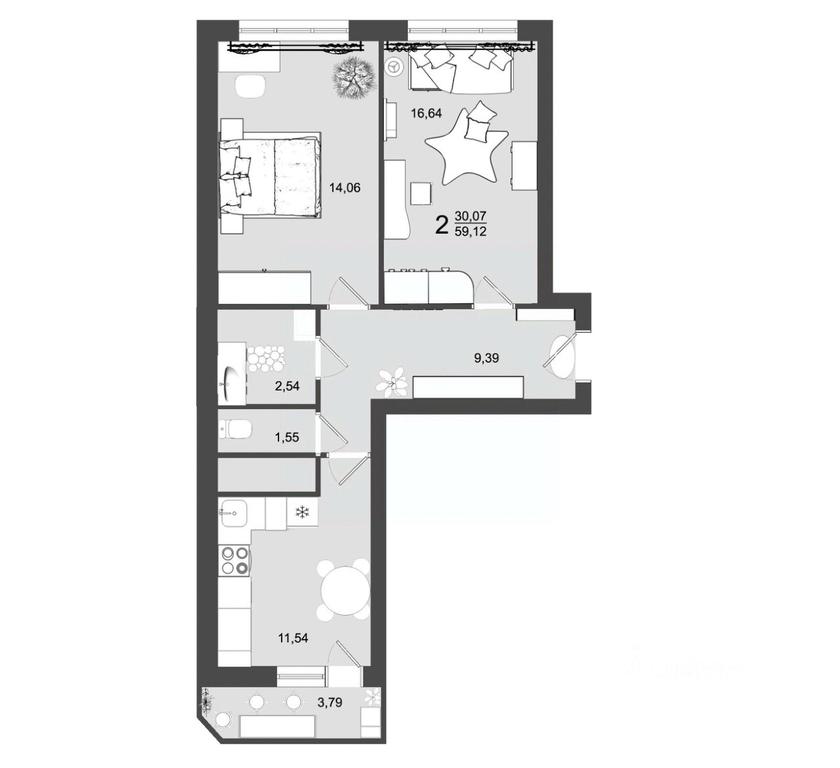 Продажа 1-комн. квартиры, 59,12 м² в ЖК «Майданово Парк», Клин, Московская область, Россия #1